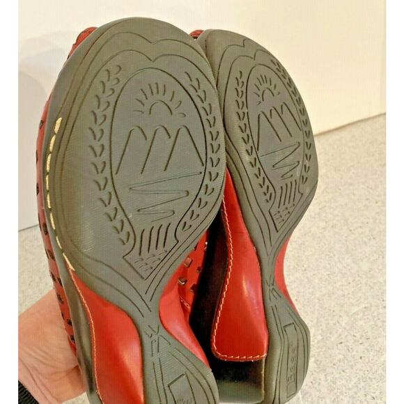 Bass red slip on peep toe platform sandals 7.5M - Picture 9 of 10